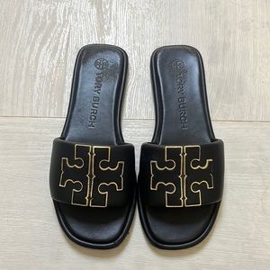 Tory Burch women’s logo slides black size 8